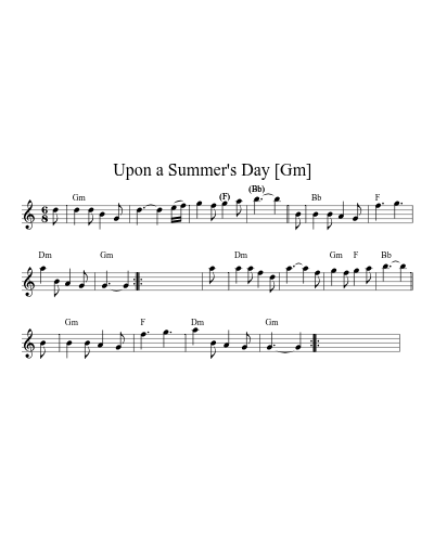 Upon a Summer's Day   [Gm] (Version 2) sheet music preview