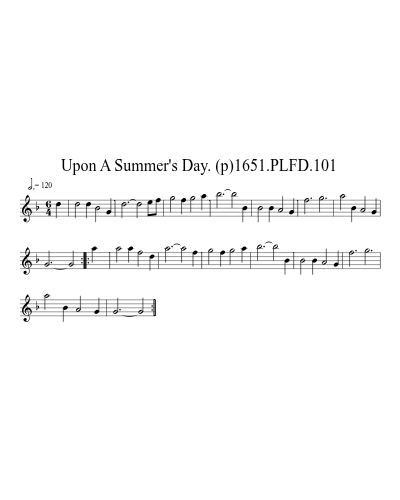 Upon A Summer's Day. (p)1651.PLFD.101 sheet music preview