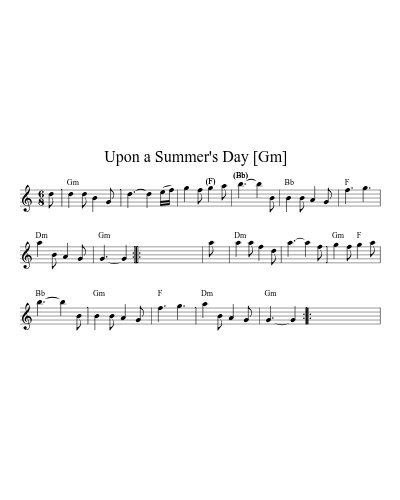 Upon a Summer's Day   [Gm] (Version 3) sheet music preview
