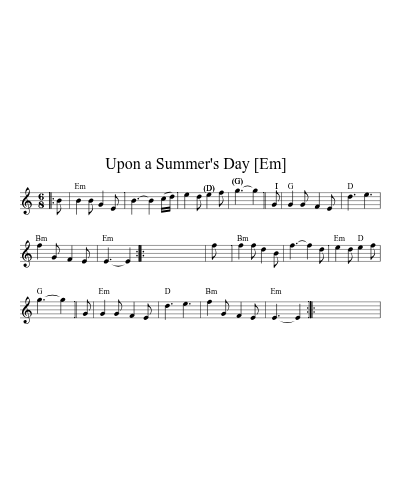 Upon a Summer's Day   [Em] (Version 4) sheet music preview