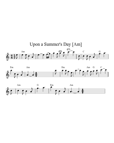 Upon a Summer's Day   [Am] (Version 5) sheet music preview