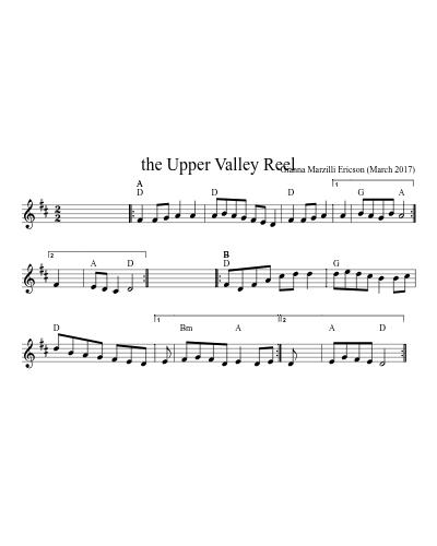 the Upper Valley Reel sheet music preview
