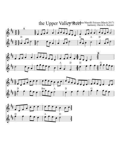 the Upper Valley Reel (Version 3) sheet music preview