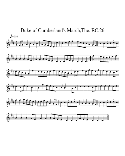 Duke of Cumberland's March,The. BC.26