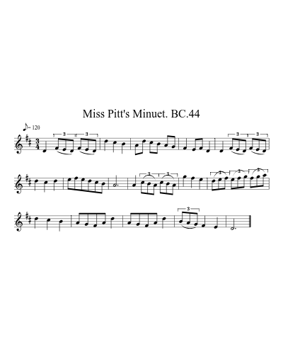 Miss Pitt's Minuet. BC.44 preview