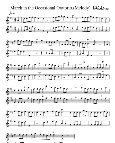 March in the Occasional Oratorio,(Melody). BC.48 preview