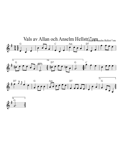 Vals av Allan och Anselm Hellstr\"om sheet music preview