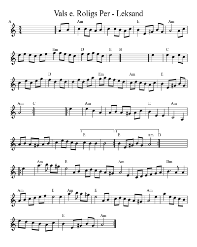 Vals e. Roligs Per - Leksand sheet music preview