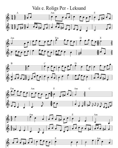 Vals e. Roligs Per - Leksand (Version 2) sheet music preview