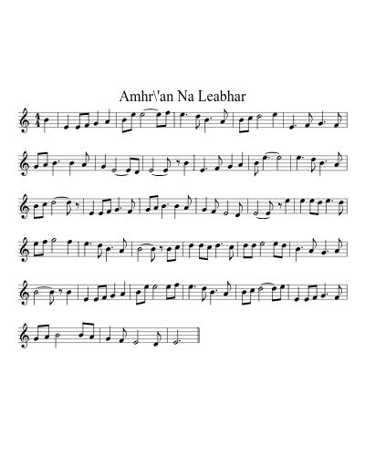 Amhr\'an Na Leabhar (Version 7) sheet music preview