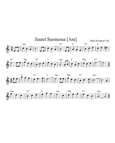 Juuret Suomessa    [Dm] (Vals4) sheet music preview
