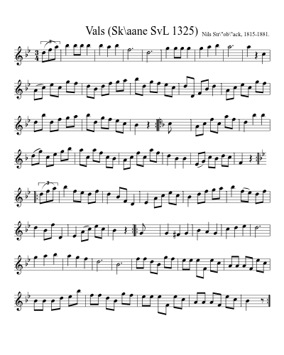 Vals (Sk\aane SvL 1325) sheet music preview