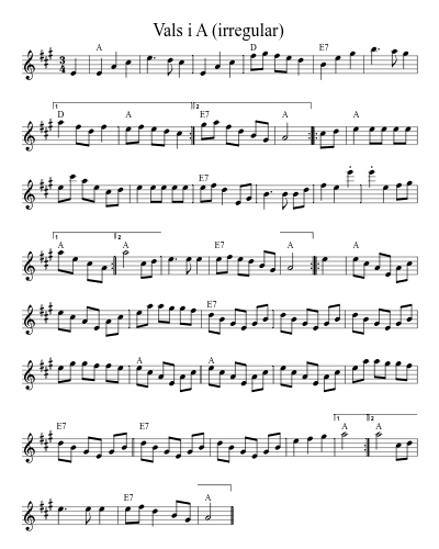 Vals i A (irregular) sheet music preview