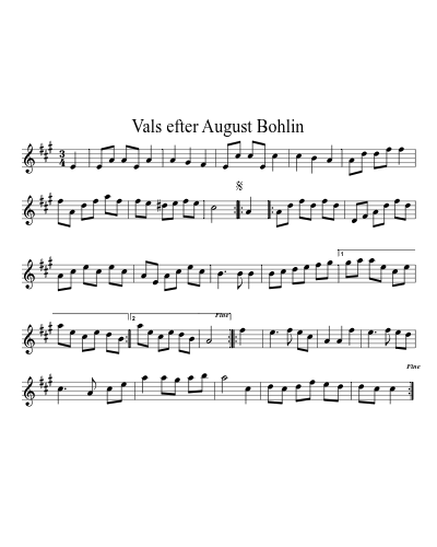 Vals efter August Bohlin (Version 2) sheet music preview
