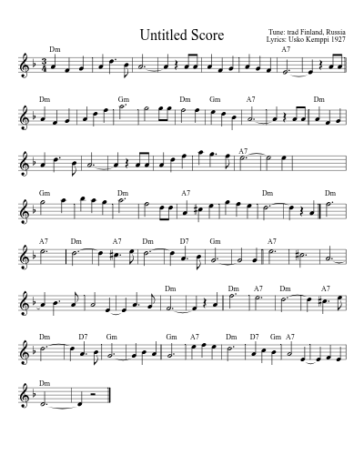 Vals Elama Juoksuhaudoissa sheet music preview