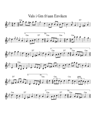 Vals i Gm fr\aan Enviken sheet music preview