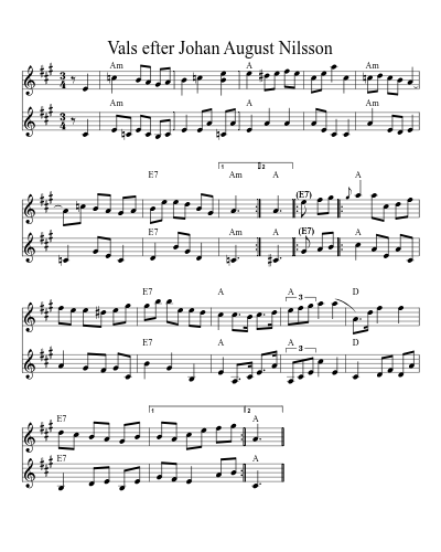 Vals efter Johan August Nilsson sheet music preview