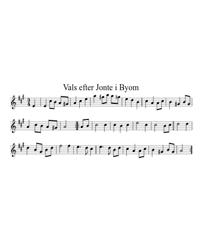 Vals efter Jonte i Byom sheet music preview