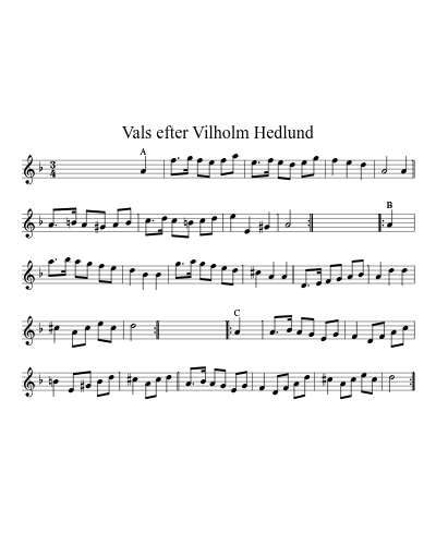 Vals efter Vilholm Hedlund sheet music preview