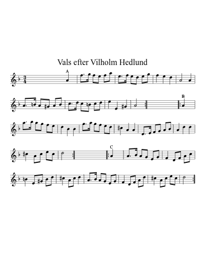 Vals efter Vilholm Hedlund (Version 2) sheet music preview