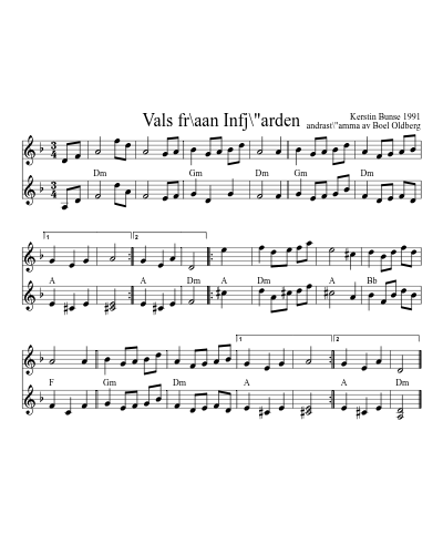 Vals fr\aan Infj\"arden sheet music preview
