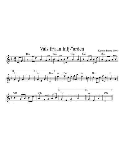 Vals fr\aan Infj\"arden (Version 2) sheet music preview