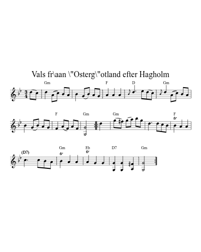 Vals fr\aan \"Osterg\"otland efter Hagholm sheet music preview