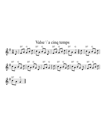 Valse \`a cinq temps sheet music preview