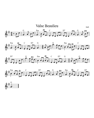 Valse Beaulieu (Version 4) sheet music preview