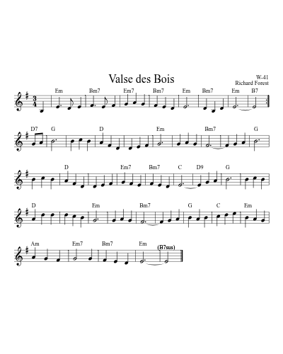 Valse des Bois (Version 3) sheet music preview