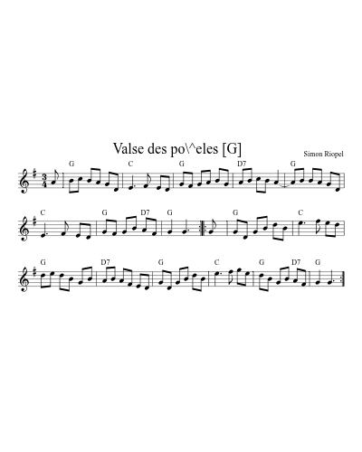 Valse des po\^eles   [G] sheet music preview