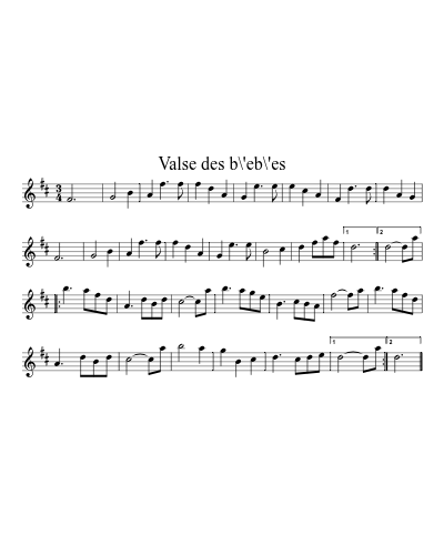 Valse des b\'eb\'es sheet music preview