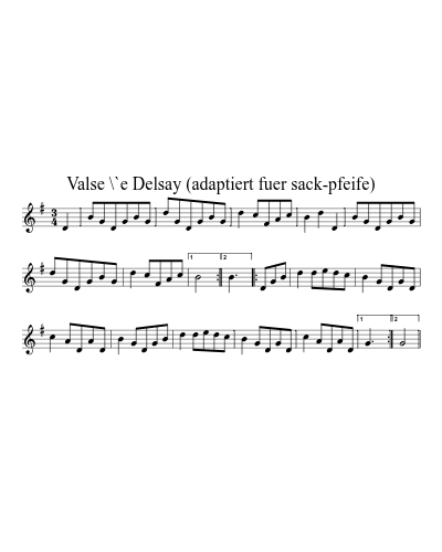 Valse \`e Delsay (adaptiert fuer sack-pfeife) (Version 2) sheet music preview