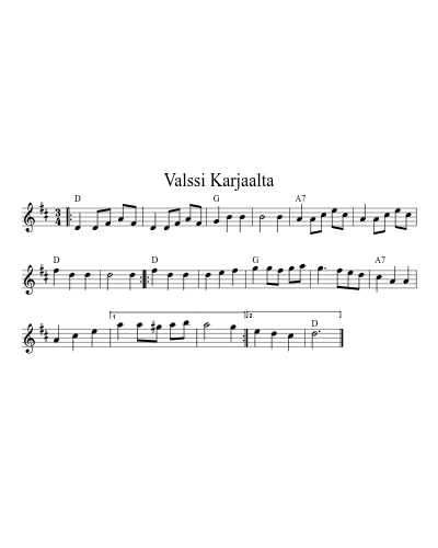 Valssi Karjaalta (Version 2) sheet music preview