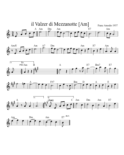 il Valzer di Mezzanotte    [Am/A]