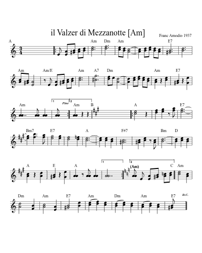 il Valzer di Mezzanotte    [Am]