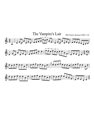 The Vampire's Lair sheet music preview