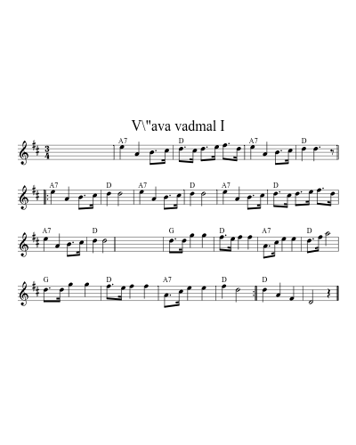 V\"ava vadmal I