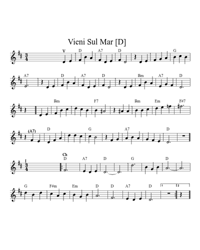 Vieni Sul Mar    [D] (Version 2)
