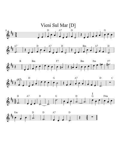 Vieni Sul Mar    [D] (Version 5)