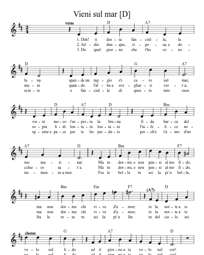 Vieni sul mar [D] (Version 3)