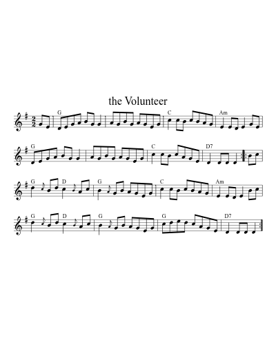 the Volunteer (Version 2) sheet music preview