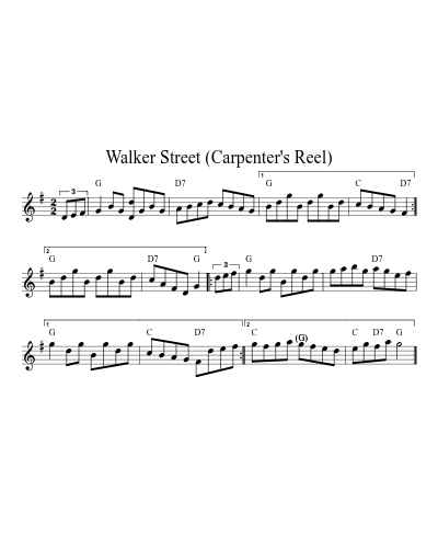 Walker Street (Carpenter's Reel) (Version 7) sheet music preview