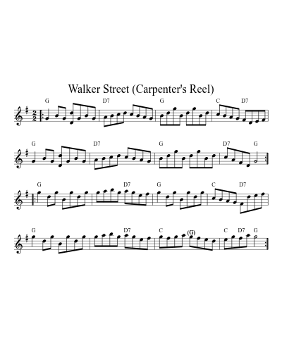 Walker Street (Carpenter's Reel) (Version 8) sheet music preview