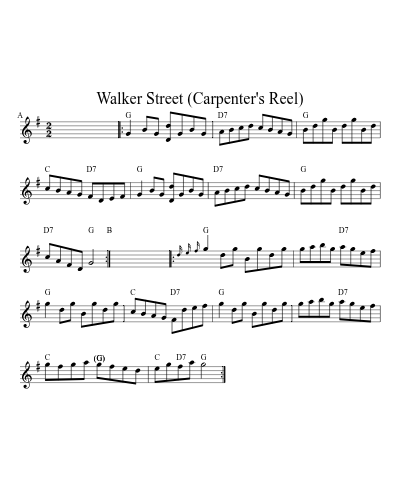 Walker Street (Carpenter's Reel) (Version 9) sheet music preview