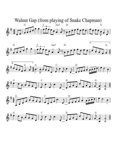 Walnut Gap (from playing of Snake Chapman)