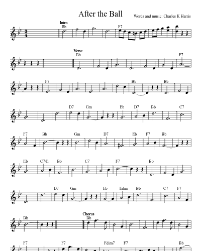 After the Ball (Version 21) sheet music preview