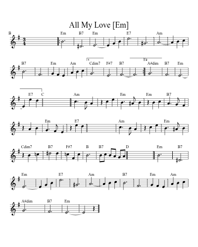 All My Love [Em] (Waltz Allmylove) sheet music preview
