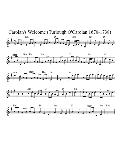 Carolan's Welcome  (Turlough O'Carolan 1670-1738)