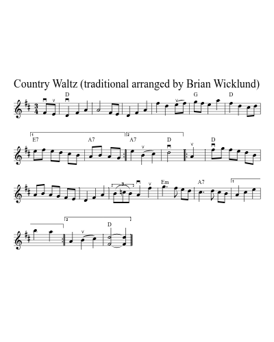 Country Waltz (traditional arranged by Brian Wicklund)